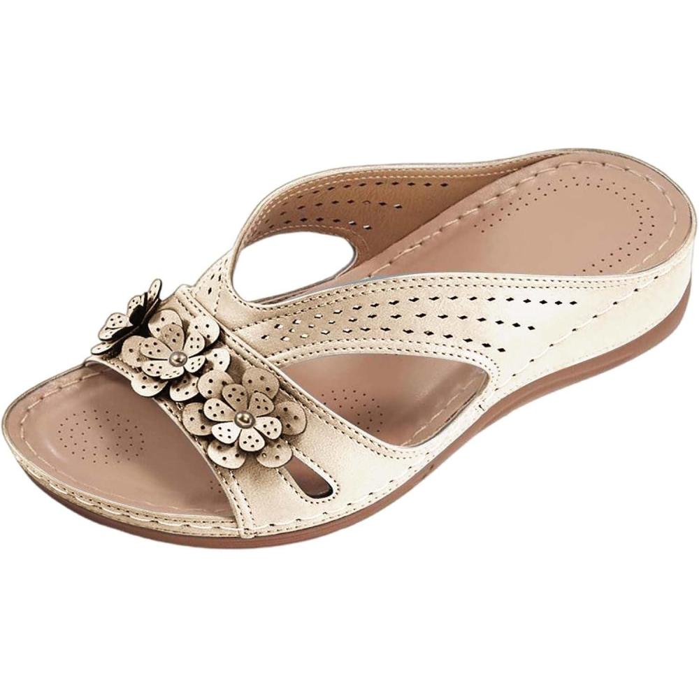 image:imageSandales Et Mules Pour Femmes t Mode Chaussure Compenses Bout Ouvert Sandales Claquettes Orthopdique AntiDrapant Chaussures De Plage Plateforme Mules Chaussons Respirantes PantouflesZ2 Khaki