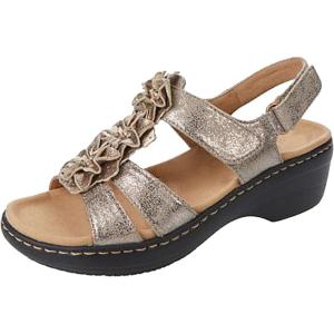 2025 Sandales Orthopédique Femmes été Sandales De Marche Femme Confortable Orthopédique Confortables Plateforme Chaussures Antidérapantes Respirantes Bohême Bout Ouvert Sandales avec Talon Bloc(Or)
