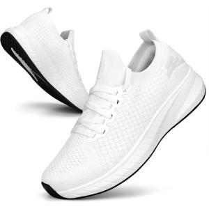 Basket Femme Chaussures de Sport Confort Respirant Léger Chaussures Fitness Gym Jogging Outdoor Sneakers(Bianco)