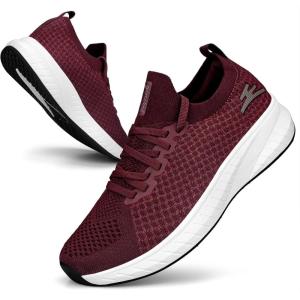 Basket Femme Chaussures de Sport Confort Respirant Léger Chaussures Fitness Gym Jogging Outdoor Sneakers(Bourgogne)