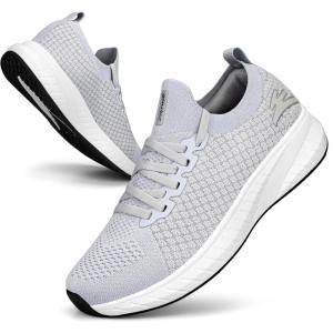 Basket Femme Chaussures de Sport Confort Respirant Léger Chaussures Fitness Gym Jogging Outdoor Sneakers(Gris Clair)