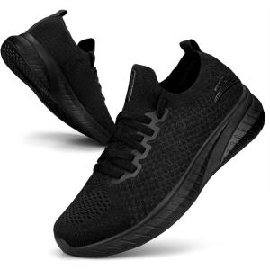 Basket Femme Chaussures de Sport Confort Respirant Léger Chaussures Fitness Gym Jogging Outdoor Sneakers(Noir)