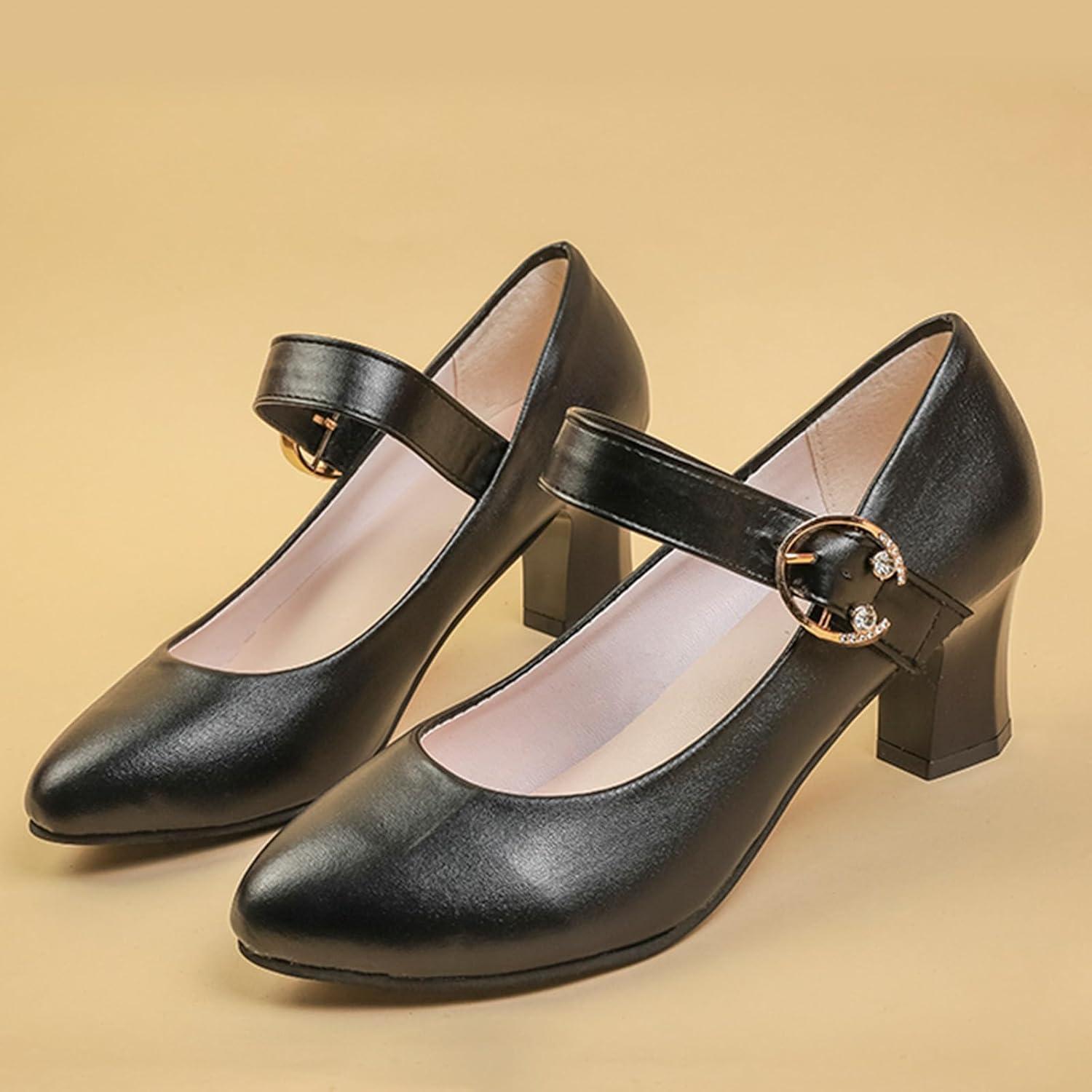 image:image2026 Chaussures Dirndl pour femme Style traditionnel avec talon pais Ballerines lgantes clipserNoir