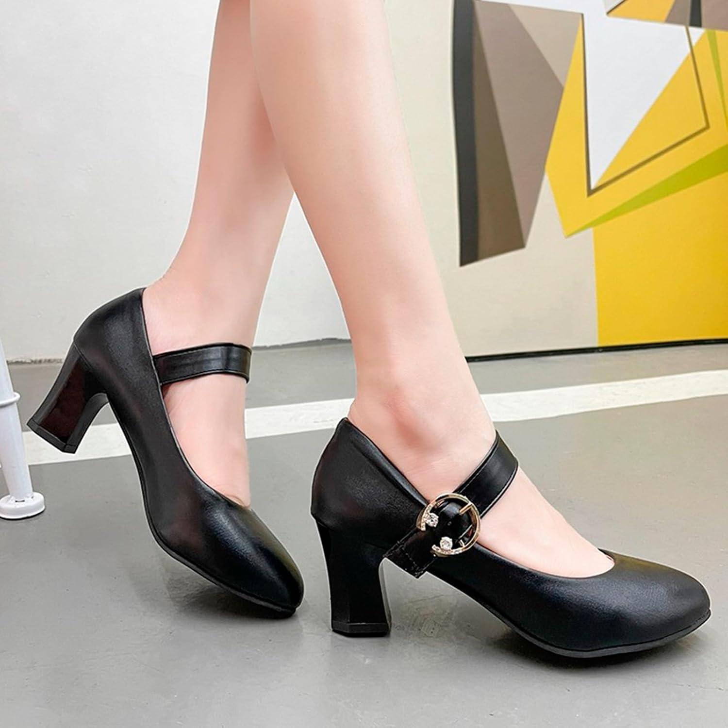 image:image2026 Chaussures Dirndl pour femme Style traditionnel avec talon pais Ballerines lgantes clipserNoir