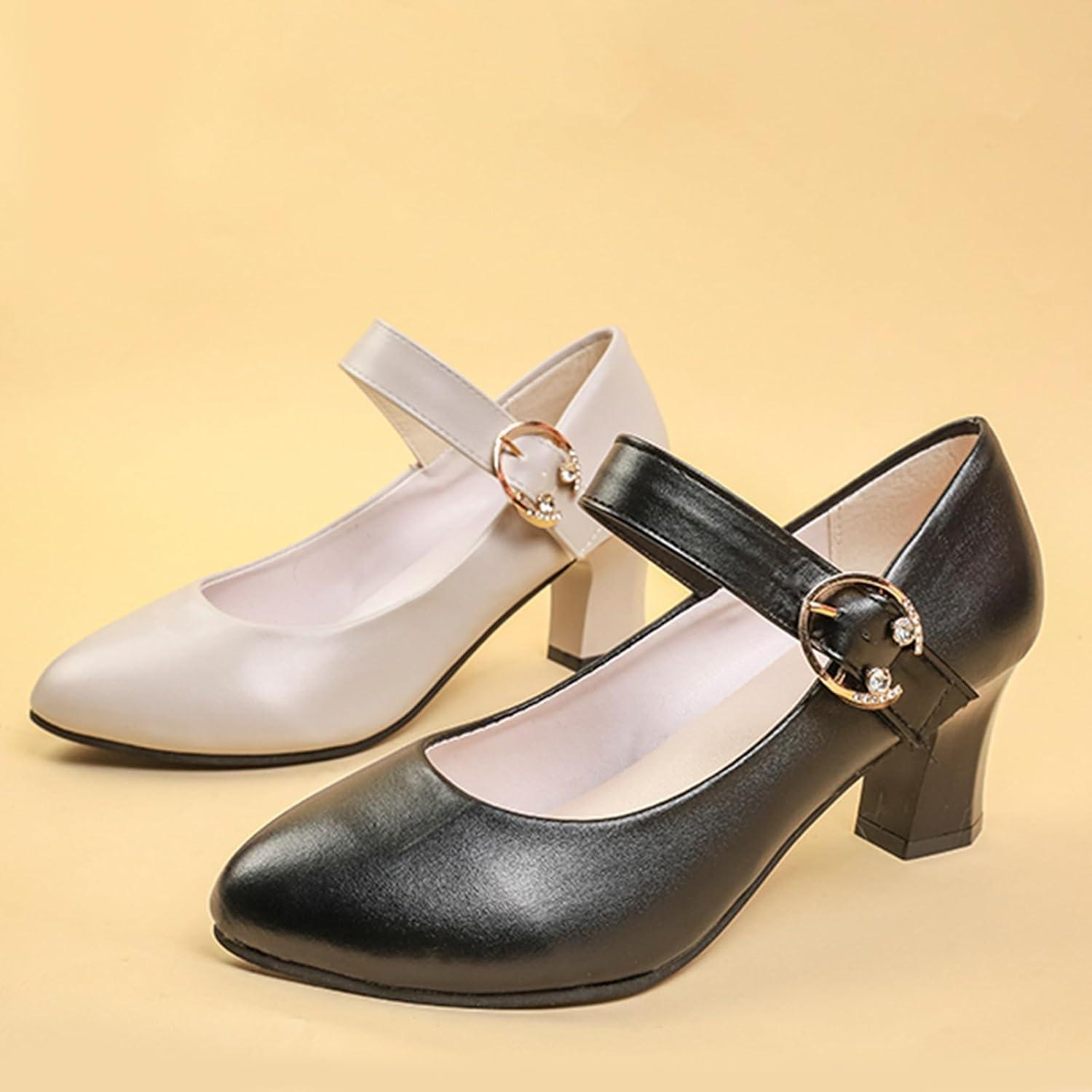 image:image2026 Chaussures Dirndl pour femme Style traditionnel avec talon pais Ballerines lgantes clipserNoir