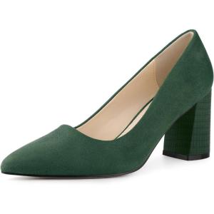 Allegra K Escarpins à Talons épais avec imprimé écossais à Bout Pointu pour Femme(Vert)