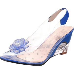 Argent Fille Talon Haut Noir Talon Haut Talon Haut pour Femme Chaussures De Loisirs Décontractées Pantoufles Cuir Souple(Bleu)