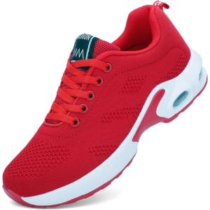 Basket Femme Mesh Chaussures de Sport Légères Confortables Chaussures de Running Jogging Outdoor Mode Sneakers Noir Blanc Rose EU 35-42(Rouge)